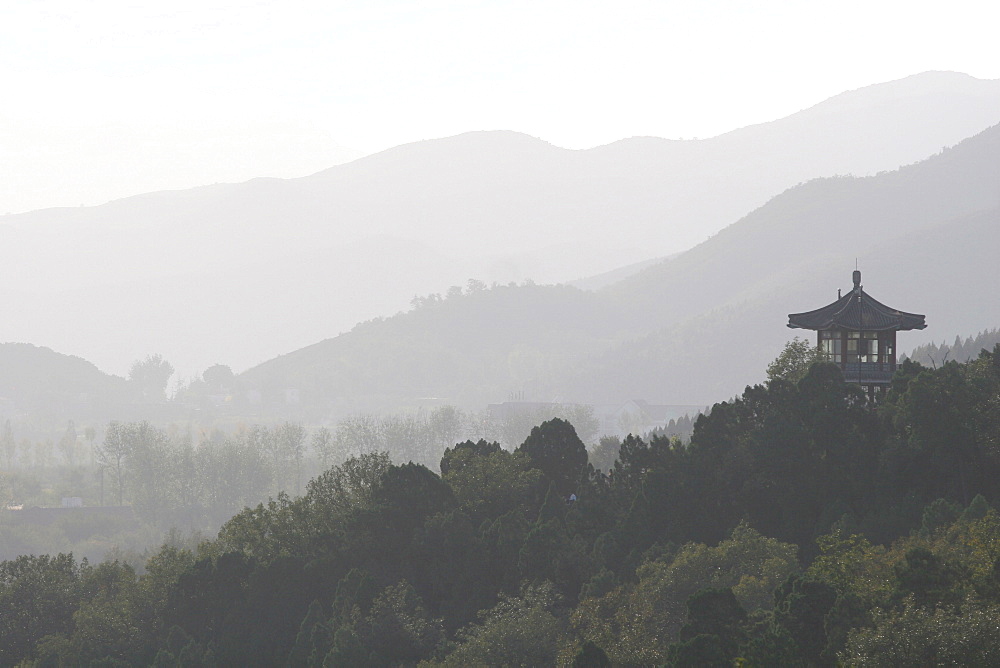 A Chinese viewing point amid hills outside Beijing, China, Asia