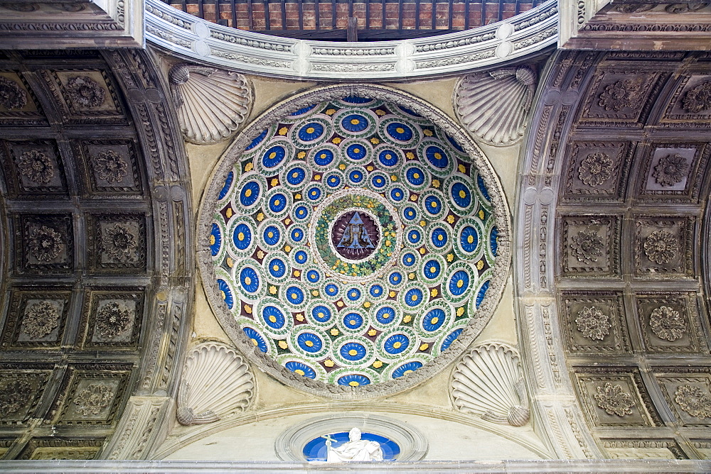 Ceiling detail of dome, Basilica of Santa Croce, Florence, Tuscany, Italy, Europe