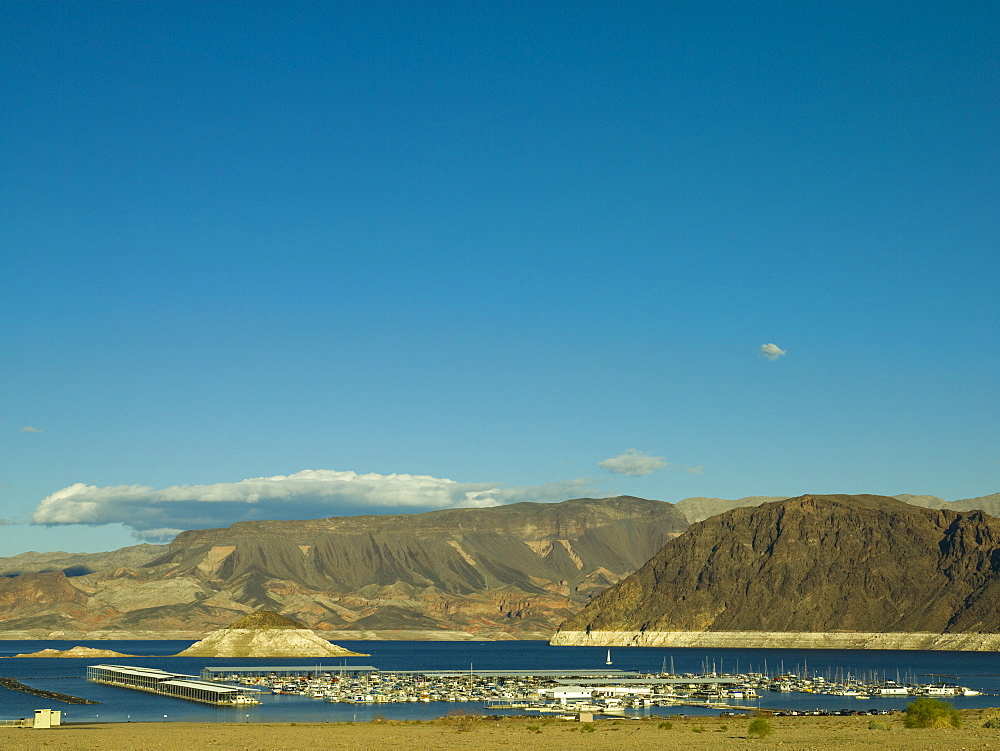 Las Vegas Boat harbor, Lake Mead National Recreation area, from Highway 166, Nevada, United States of America, North America