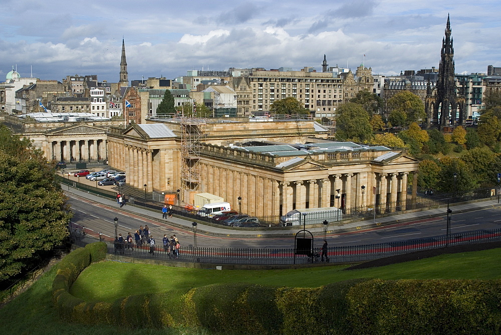 The National Gallery of Scotland seen from the Royal Mile, Edinburgh, Scotland, United Kingdon, Europe