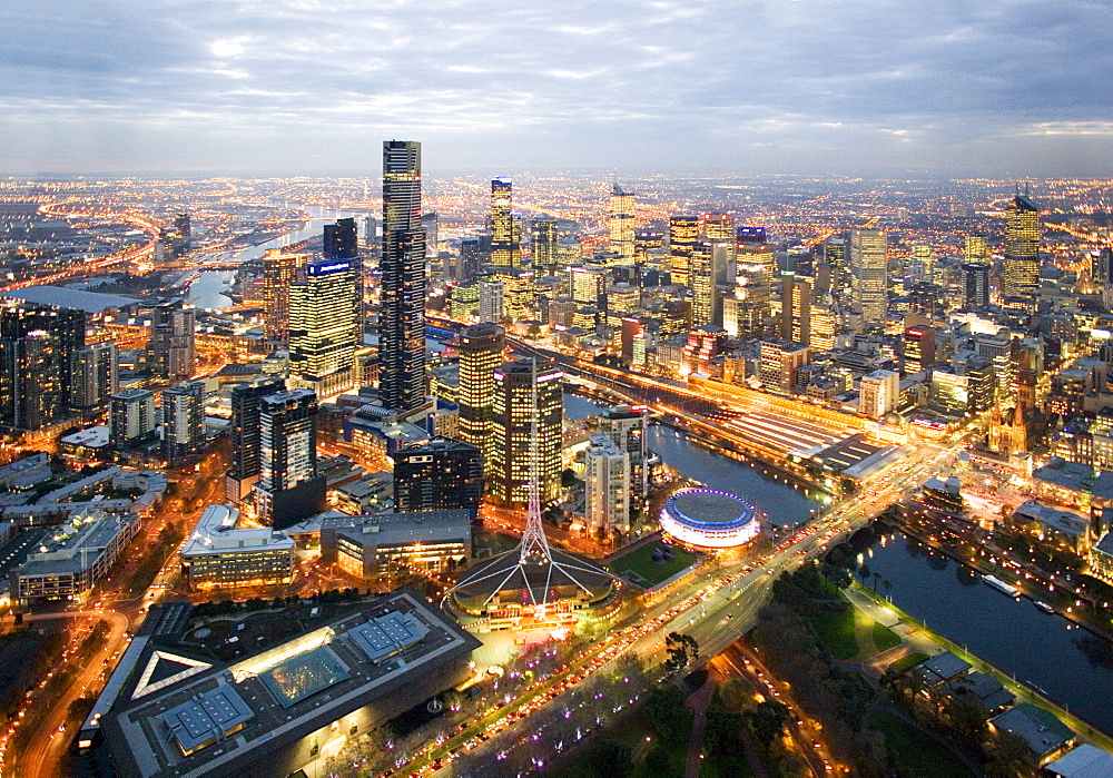 City skyline including Eureka Tower, Melbourne, Victoria, Australia, Pacific