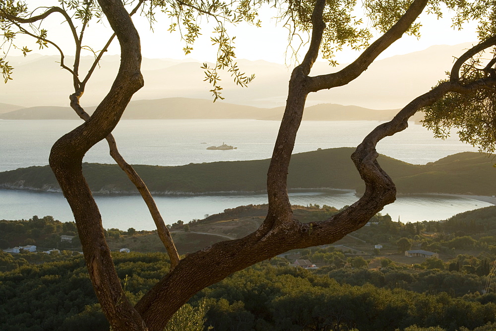 View of islands off the coast of Corfu, Ionian Islands, Greek Islands, Greece, Europe