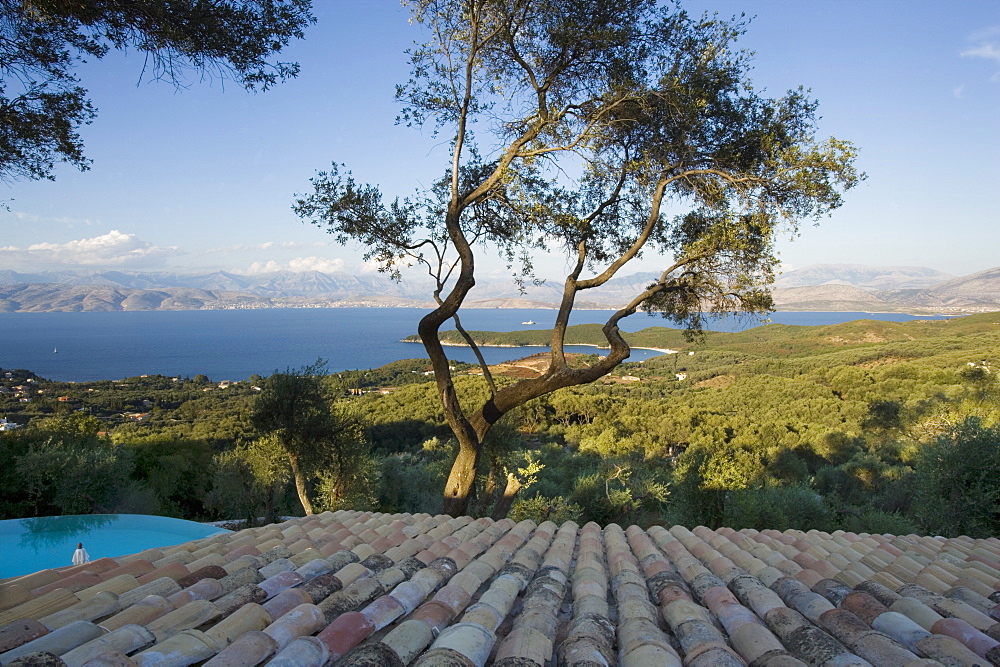 House with with sea view, Kerkyra, Corfu, Ionian Islands, Greek Islands, Greece, Europe