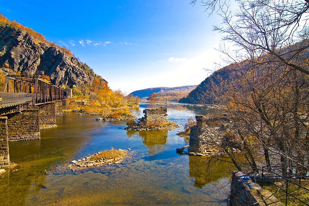 The confluence of the Potomac and Shenandoah Rivers at Harpers Ferry, West Virginia, United States of America, North America