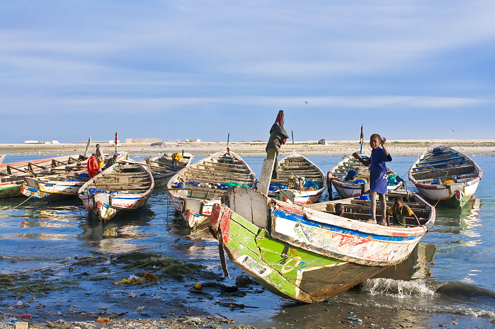 Fishing boats in the habour of Nouadhibou, Mauritania, Africa