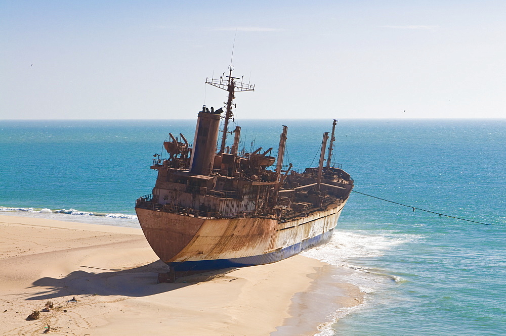 Stranded vessel at a beach of Cap Blanc, Nouadhibou, Mauritania, Africa