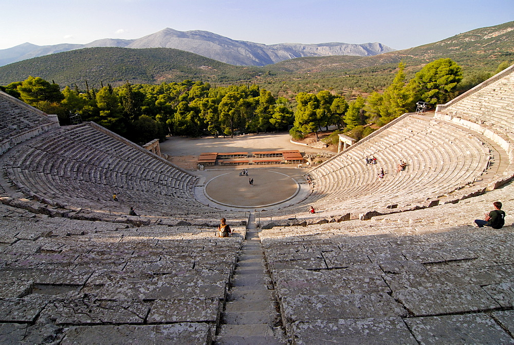 The ancient amphitheatre of Epidaurus, UNESCO World Heritage Site, Peloponnese, Greece, Europe