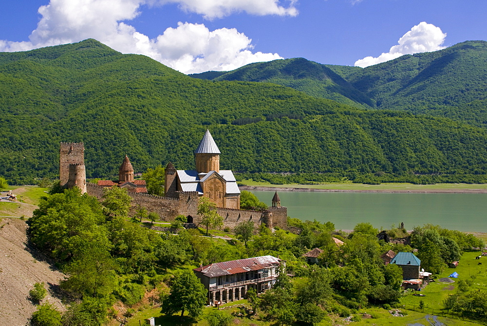 Fortress and church of Ananuri along the Zinvali Reservoir, Georgia, Caucasus, Central Asia, Asia