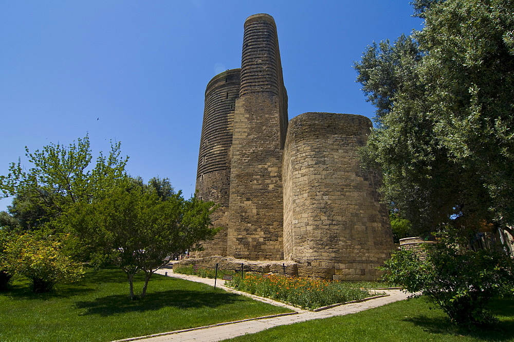 Maiden Tower in the center of the Old City of Baku, UNESCO World Heritage Site, Azerbaijan, Central Asia, Asia