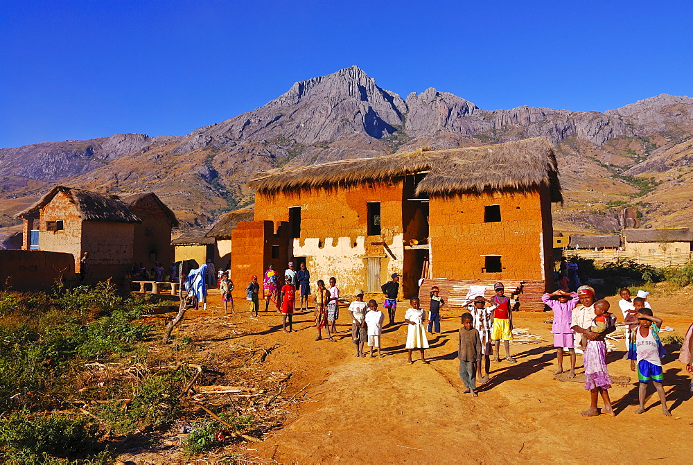 Children awaiting tourists in the Andringitra National Park, Madagascar, Africa