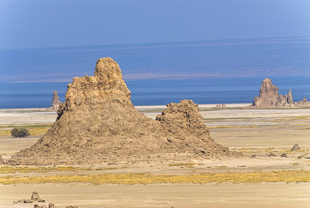 Lac Abbe (Lake Abhe Bad) with its chimneys, Republic of Djibouti, Africa