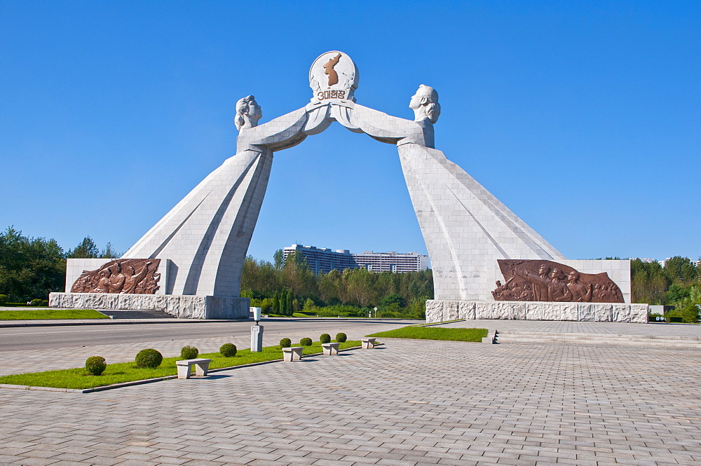 Reunification Monument. Pyongyang, North Korea, Asia