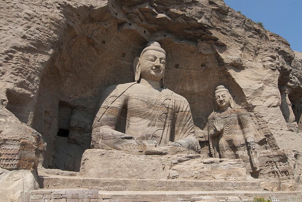 Giant Buddhas at the Yungang Grottoes, ancient Buddhist temple grottoes near the city of Datong, UNESCO World Heritage Site, Shanxi, China, Asia