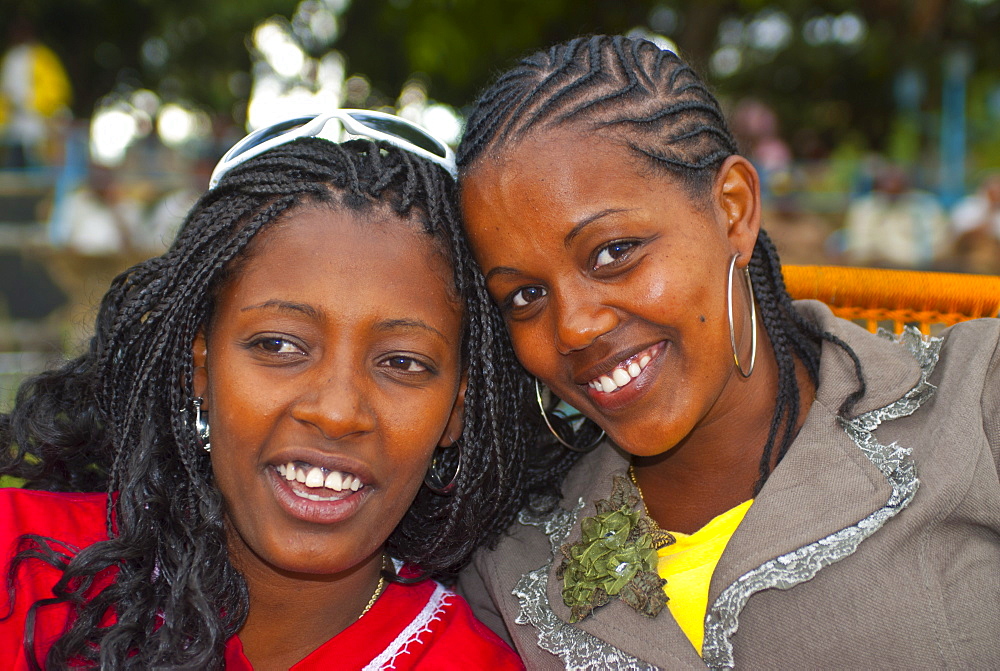 Two happy girls, Lake Tana, Ethiopia, Africa