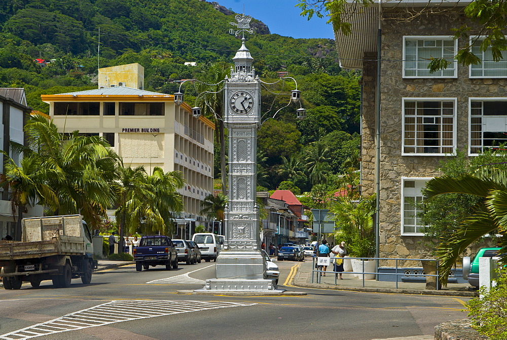 Victorian clock tower in the capital Victoria, Mahe, Seychelles, Africa