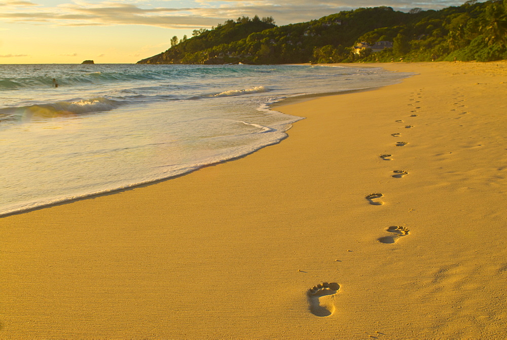 Beach Anse Intendance at sunset, Mahe, Seychelles, Indian Ocean, Africa