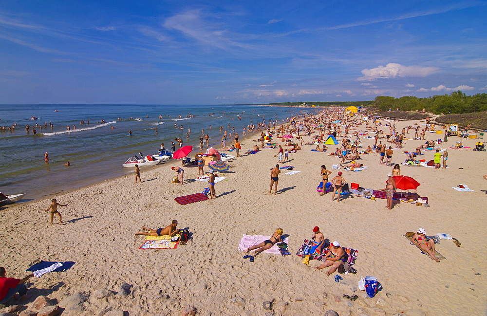 Busy beach at Palanga, Lithuania, Baltic States, Europe