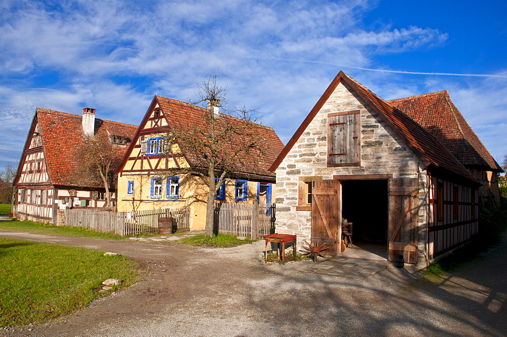 Old half timbered houses in the open air museum of Bad Windsheim, Franconia, Bavaria, Germany, Europe