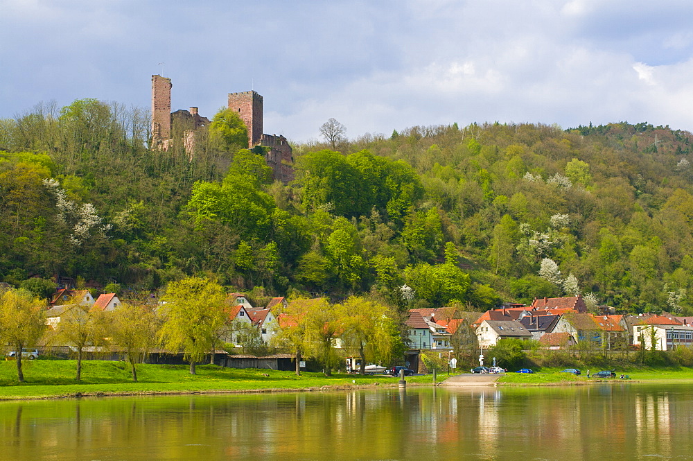 The ruins of castle Henneburg, Stadtprozelten on the Main, Franconia, Bavaria, Germany, Europe