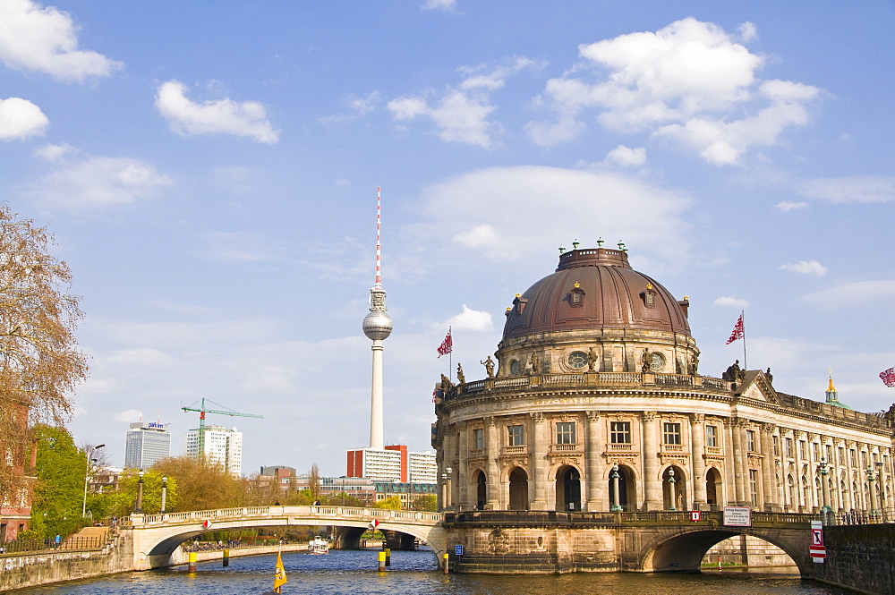 The Bode Museum, Museum Insel, UNESCO World Heritage Site, with the TV Tower in the background, Berlin, Germany, Europe