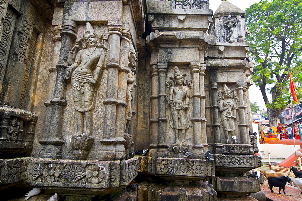 Stone statues in the Kamakhya Hindu temple, Guwahati, Assam, India, Asia