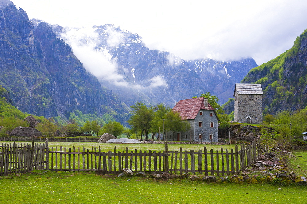 Lock-in tower in Thethi in the Albanian Alps, Albania, Europe