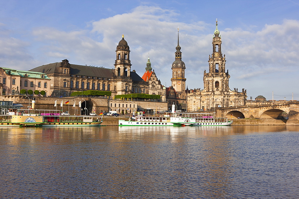 Cruise ships on the River Elbe, Dresden, Saxony, Germany, Europe