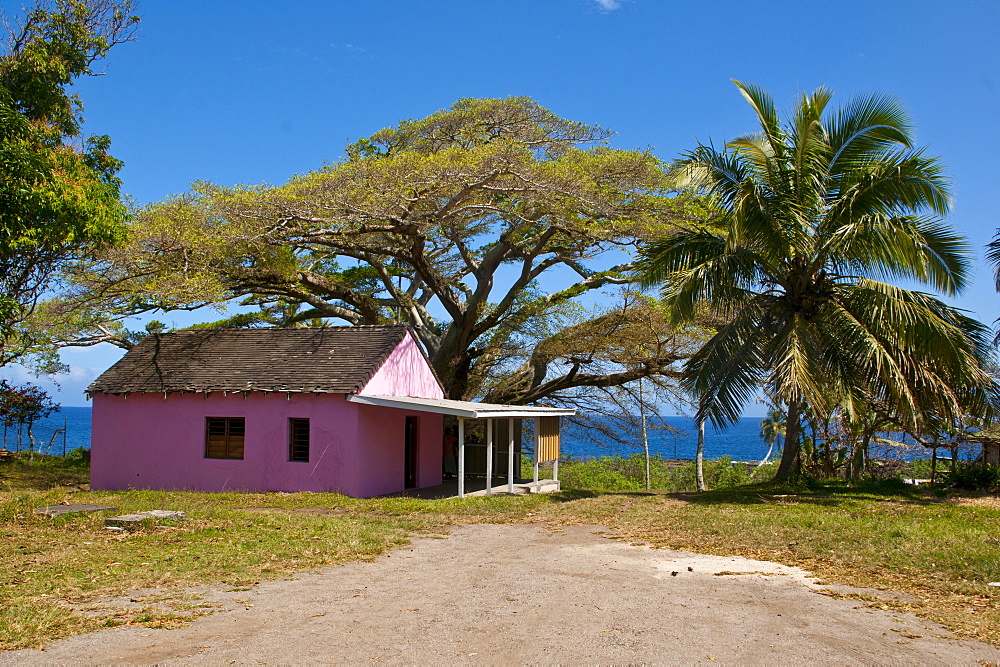 Pink town house in Lenakel capital of the Island of Tanna, Vanuatu, South Pacific, Pacific