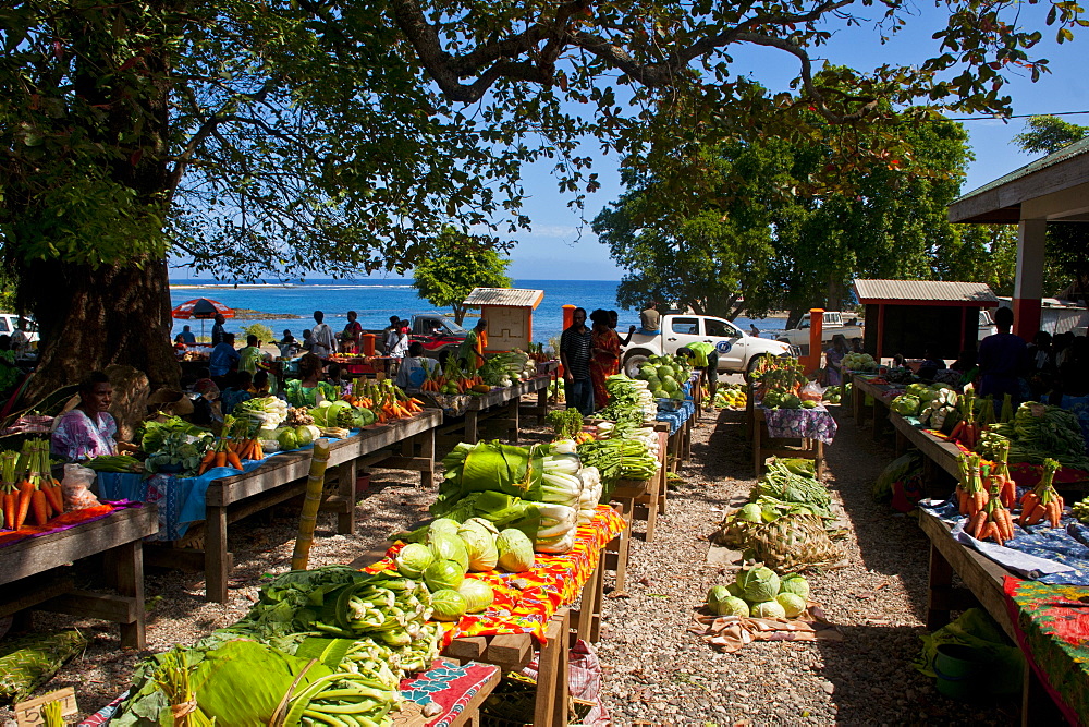 Vegetables for sale at the market of Lenakel, capital of the Island of Tanna, Vanuatu, South Pacific, Pacific