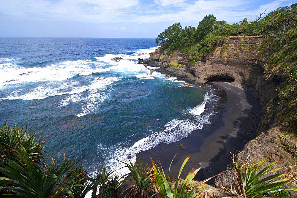 View over Shark Bay below Volcano Yasur, Island of Tanna, Vanuatu, South Pacific, Pacific