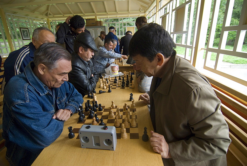 Men playing chess, Almaty, Kazakhstan, Central Asia, Asia