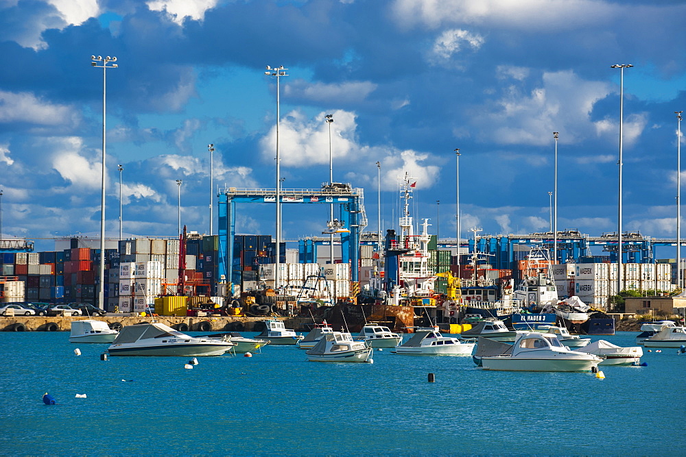 The modern cargo port of Birzebbuga, Malta, Mediterranean, Europe