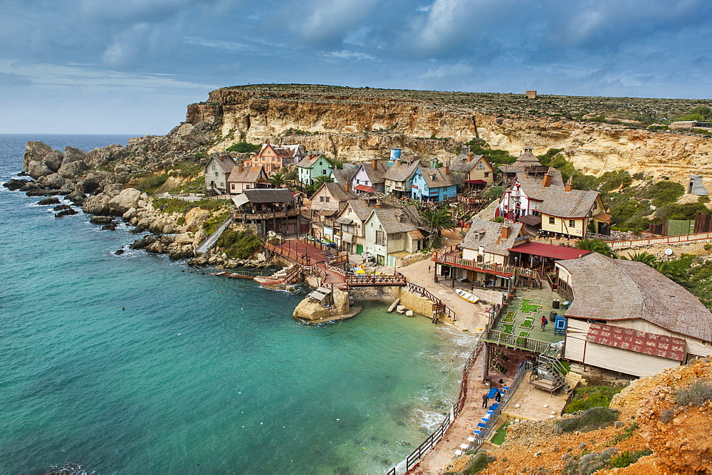 Popeye village, former movie set and now amusement park, Malta, Mediterranean, Europe 