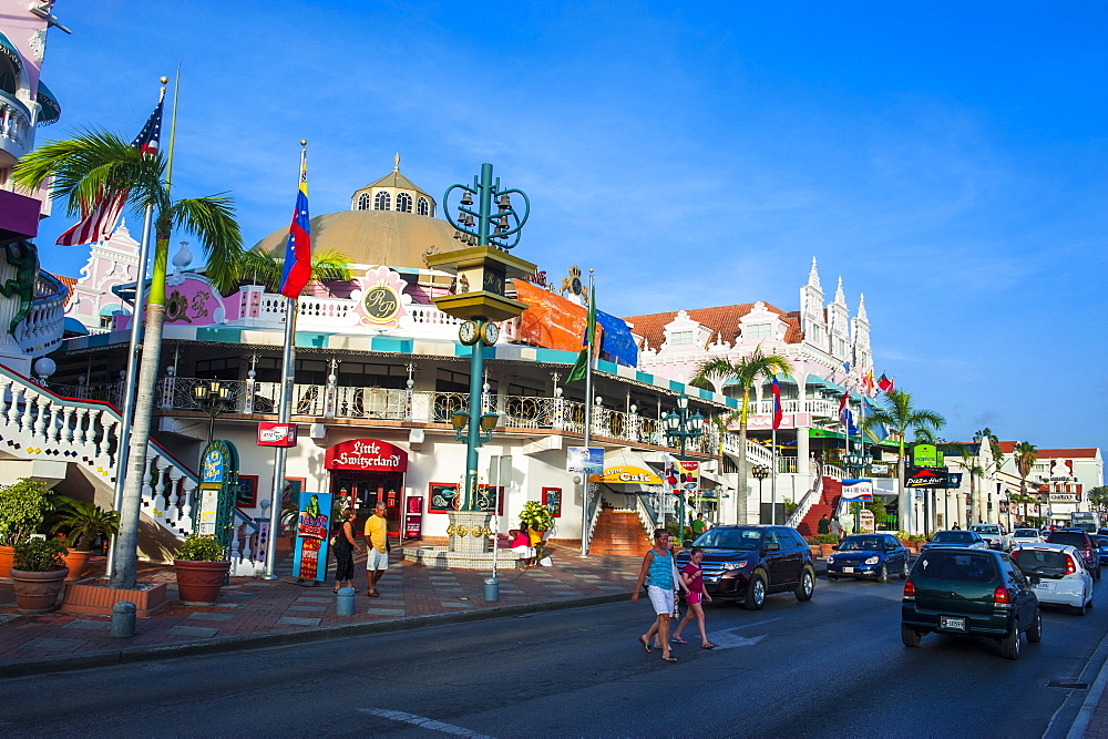 Downtown Oranjestad, capital of Aruba, ABC Islands, Netherlands Antilles, Caribbean, Central America