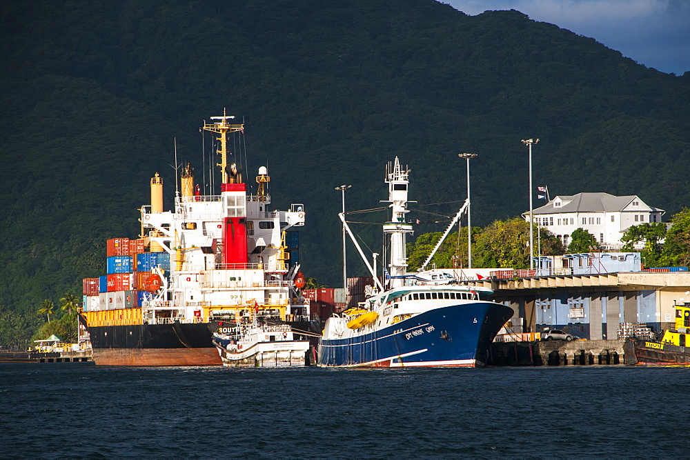 Sunset in the Pago Pago harbour, Tutuila island, American Samoa, South Pacific, Pacific