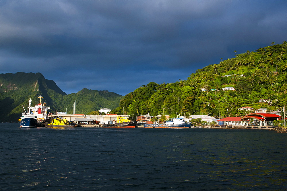 Sunset in the Pago Pago harbour, Tutuila island, American Samoa, South Pacific, Pacific