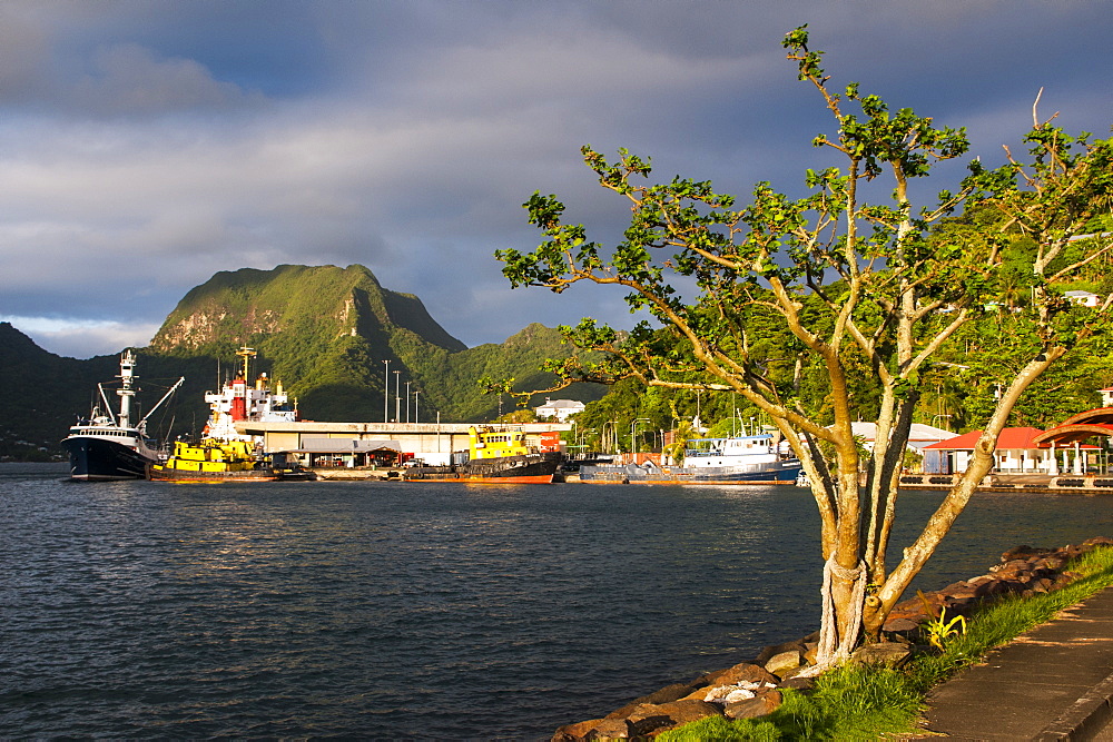 Sunset in the Pago Pago harbour, Tutuila Island, American Samoa, South Pacific, Pacific