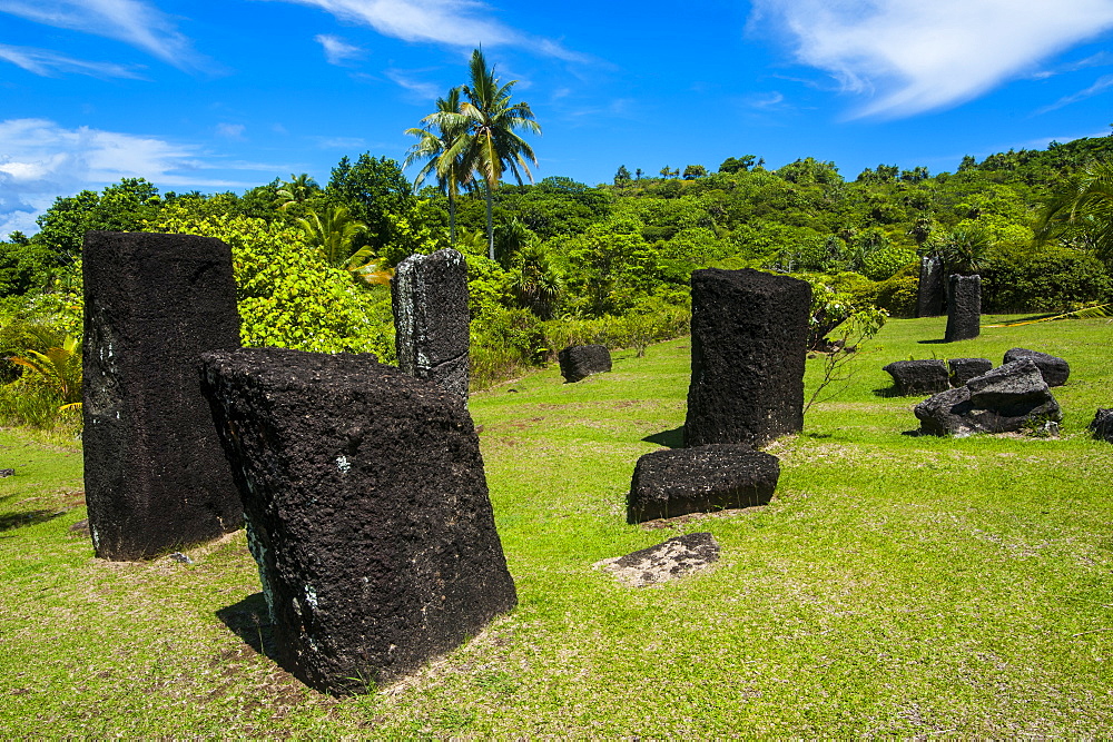 Basalt monoliths known as Badrulchau, Island of Babeldoab, Palau, Central Pacific, Pacific