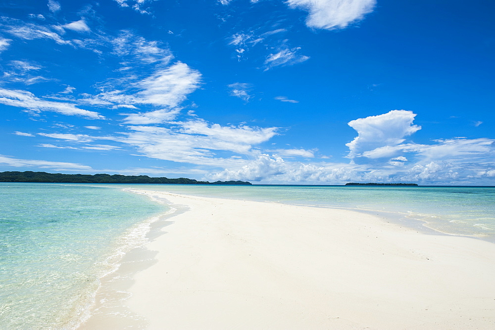 Sand strip appearing at low tide at the Rock islands, Palau, Central Pacific, Pacific