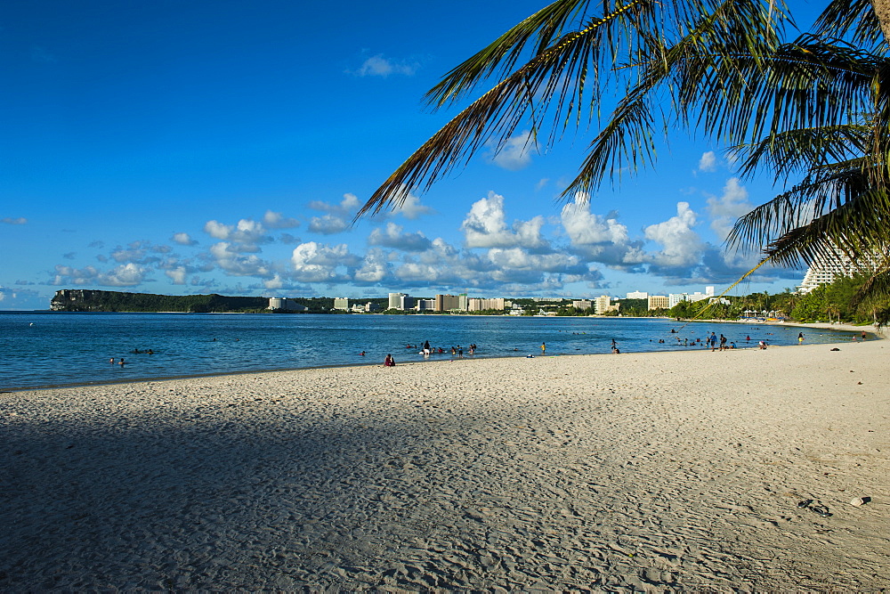 The Bay of Tamuning with its hotel resorts in Guam, US Territory, Central Pacific, Pacific