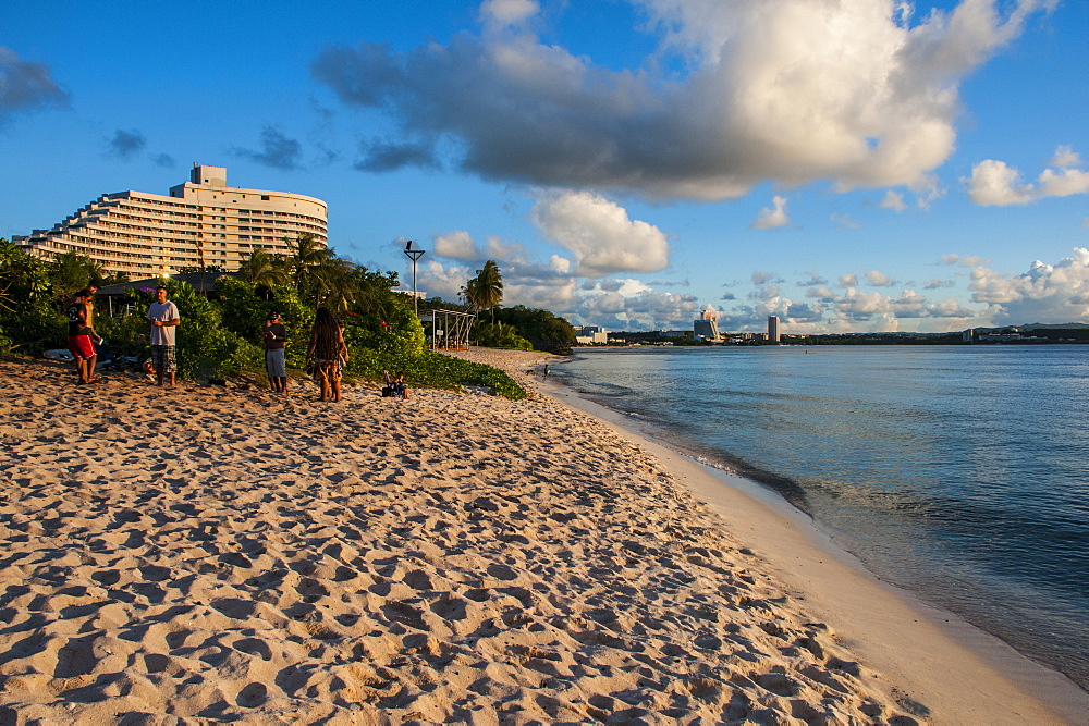 The Bay of Tamuning with its hotel resorts in Guam, US Territory, Central Pacific, Pacific