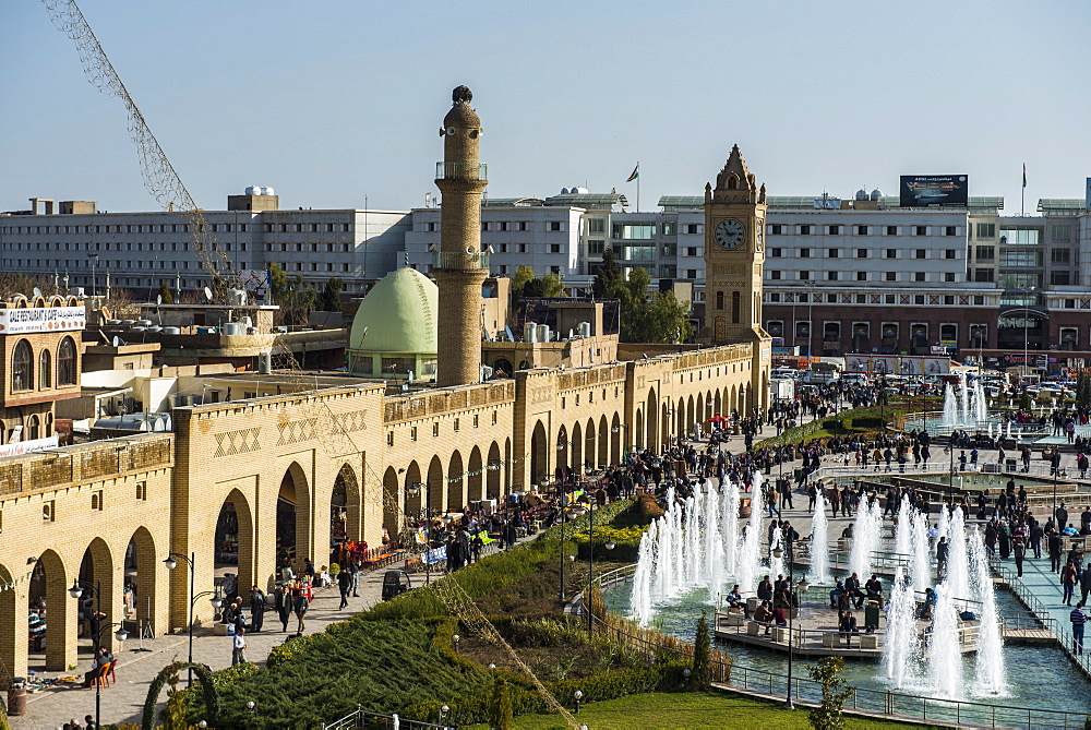 View from the citadel in Erbil (Hawler) over the bazaar, capital of Iraq Kurdistan, Iraq, Middle East 