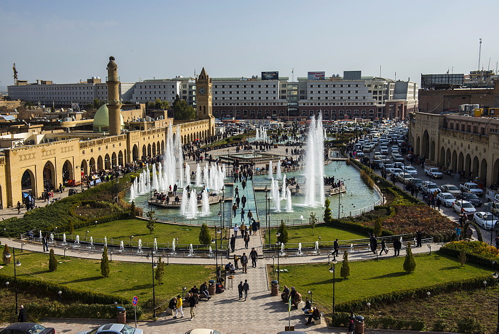 View from the citadel in Erbil (Hawler) over the bazaar, capital of Iraq Kurdistan, Iraq, Middle East 