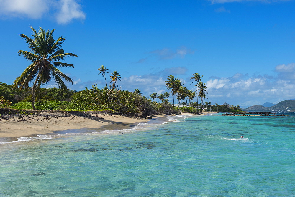 Beach at Long Haul Bay, Nevis Island, St. Kitts and Nevis, Leeward Islands, West Indies, Caribbean, Central America 