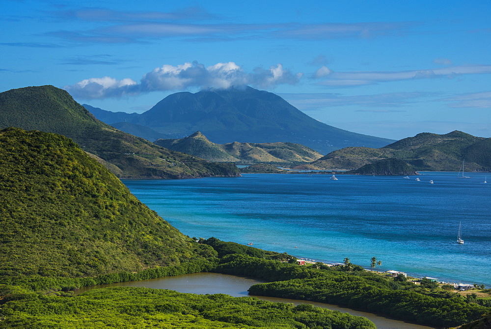 View over the South Peninsula on St. Kitts, St. Kitts and Nevis, Leeward Islands, West Indies, Caribbean, Central America 