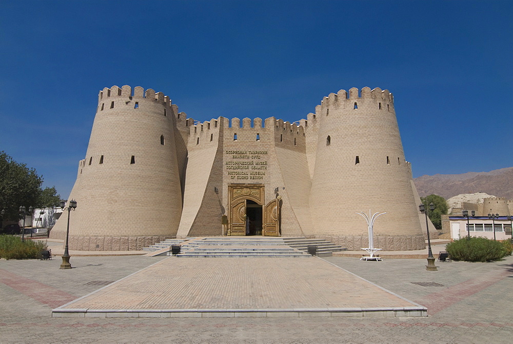 Entrance to a museum, Khojand, Tajikistan, Central Asia, Asia