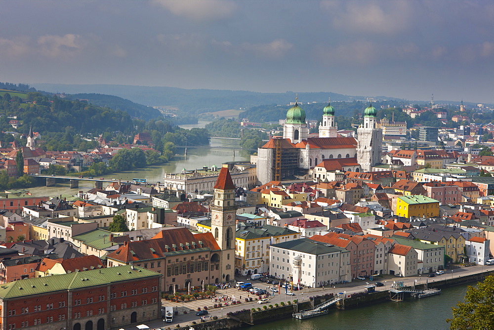 View over the River Danube and Passau, Bavaria, Germany, Europe 