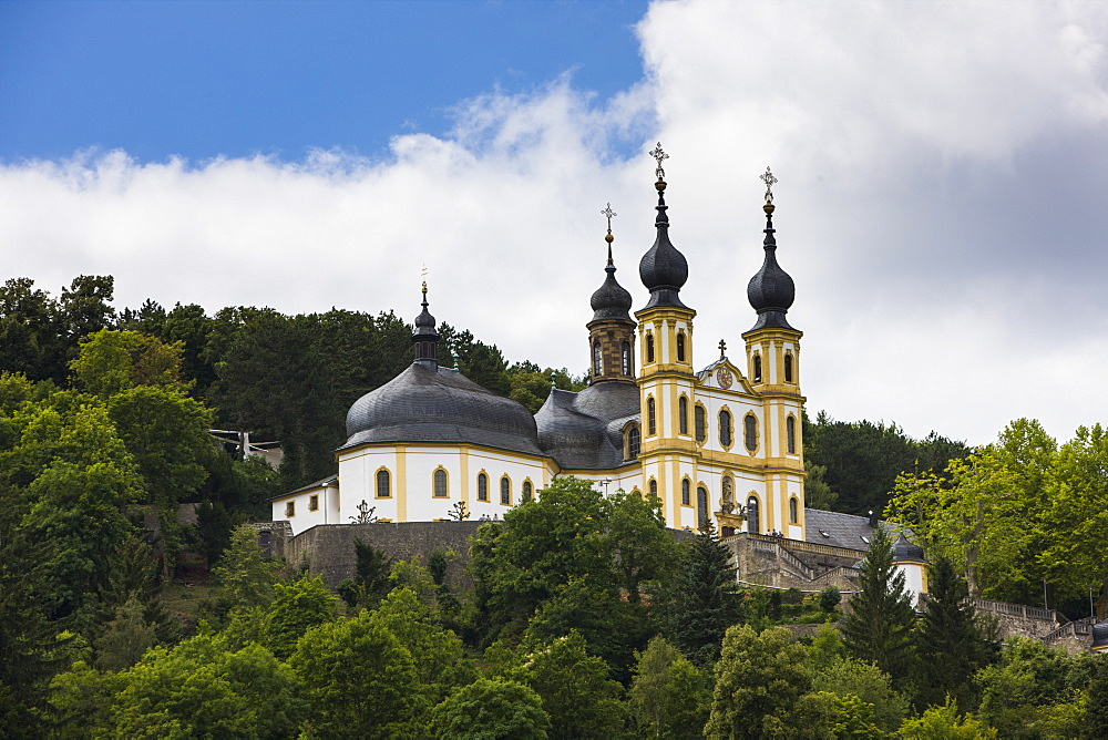 Old chapel above the Main valley, Franconia, Bavaria, Germany, Europe 