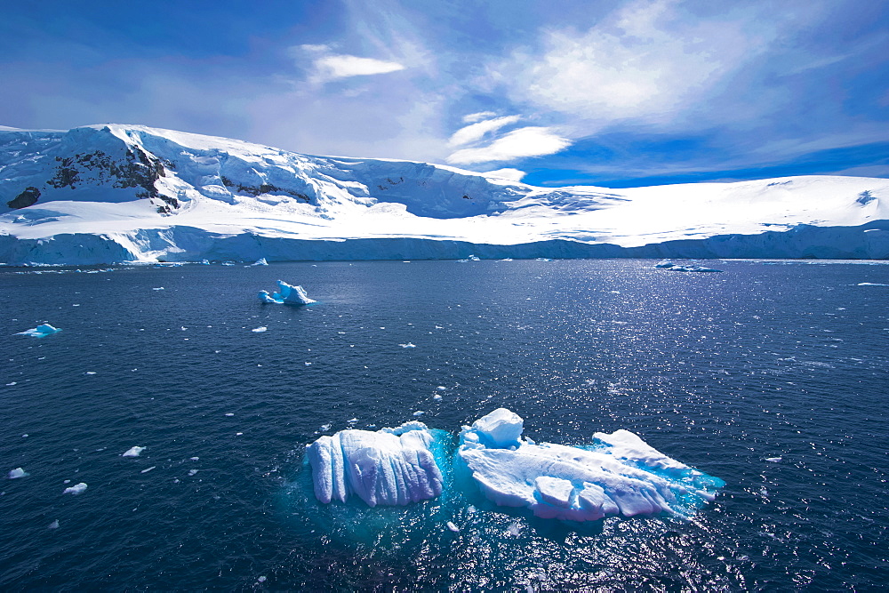 Floating, icebergs, Mikkelson Island, Antarctica, Polar Regions 