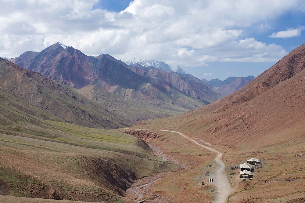 Pamir Highway leading into wilderness, Kyrgyzstan, Central Asia